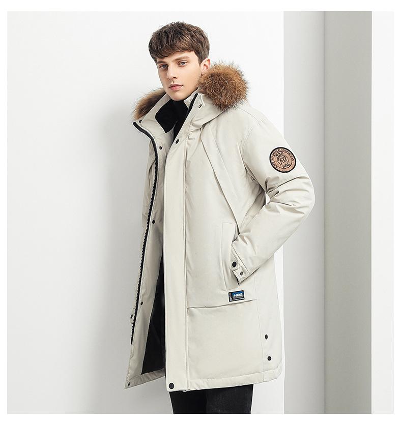 

Новый мужской повседневный деловой пуховик со съемным большим меховым воротником, мужская толстая термокуртка XXXL