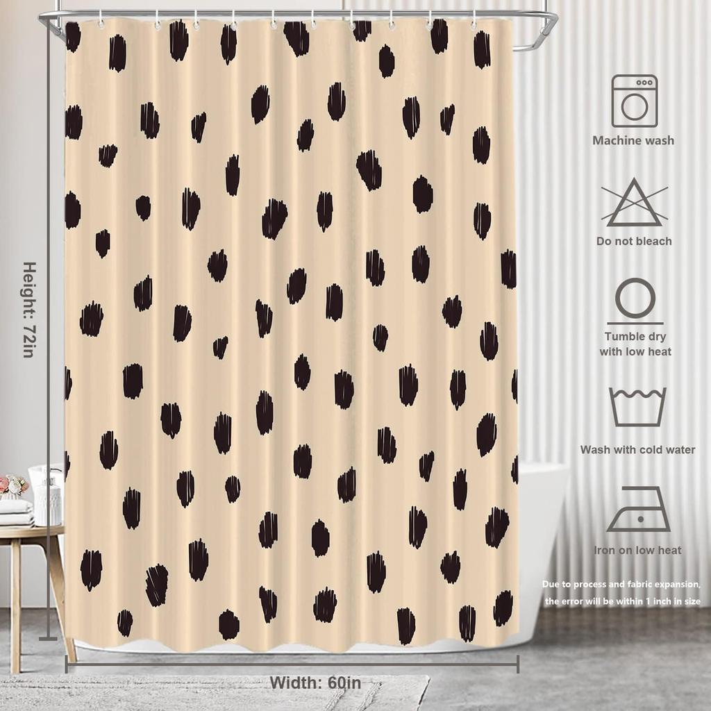 Brown Cartoon Leopard Decor Shower Curtain,Animal Polyester Shower Curtain For Shower Stall Bathroom Waterproof With 10 Hooks
