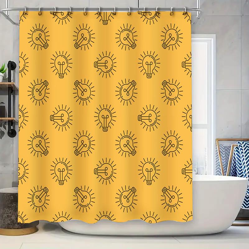 

Brighten Your Bathroom With Our Novelty Shower Curtain Features A Fun Pattern Of Light Bulbs For An Inspiring Touch! (Yellow) W60H190(CM)-1 Pcs