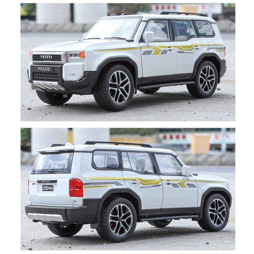 1/24 Toyota Prado LC250 Automobile Model Metal Die Cast Simulation Sound Light Seat Foldable Boys Birthday Gift Children's Toys