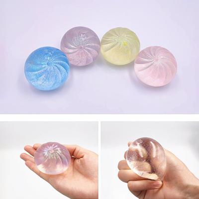 2/3/4 szt. Przezroczysta Zabawka Steamed Bun z Brokatem Odstresowująca Małe Pierożki Wyciskane Sensoryczna Zabawka Fidget Powoli Podnosząca Piłeczka Anty-stresowa Masa do Odprężania