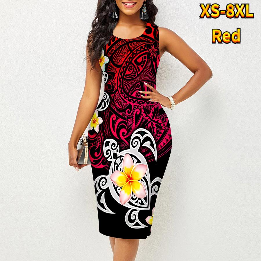 Women's Dress Sling Summer Plumeria Rubra Print Dresses Tight Sleeveless Slim Fit Sexy Fashion Top Clothing