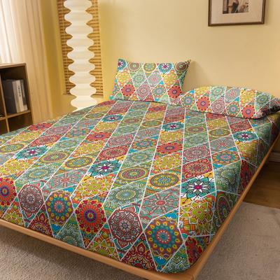 1 Böhmisch gemustertes mattiertes Bettlaken, Schlafzimmer-Druckbettüberwurf, Bettwäsche (Ohne Kissenbezüge)