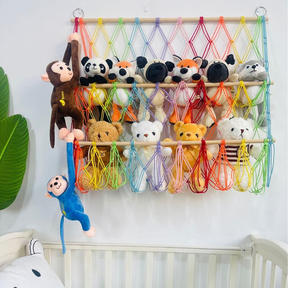 

Wooden Stuffed Toy Net Hammock, Hanging Toy Organizer Mounting, Height Adjustable For Nursery Play Room Bedroom Kid s Room білий