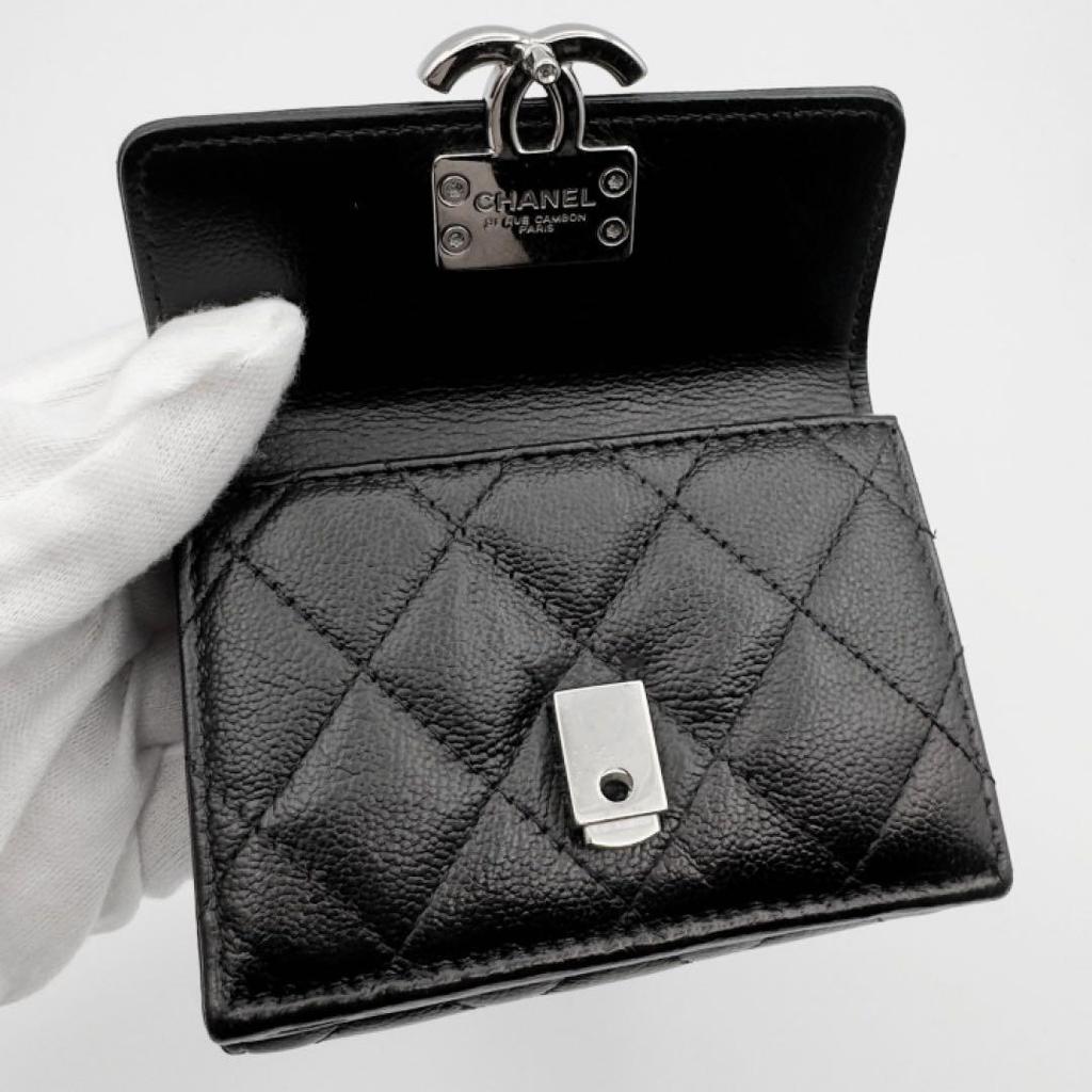 Used Domestic genuine product, Chanel wallet, Matelass, Compact wallet, Mini wallet, Black