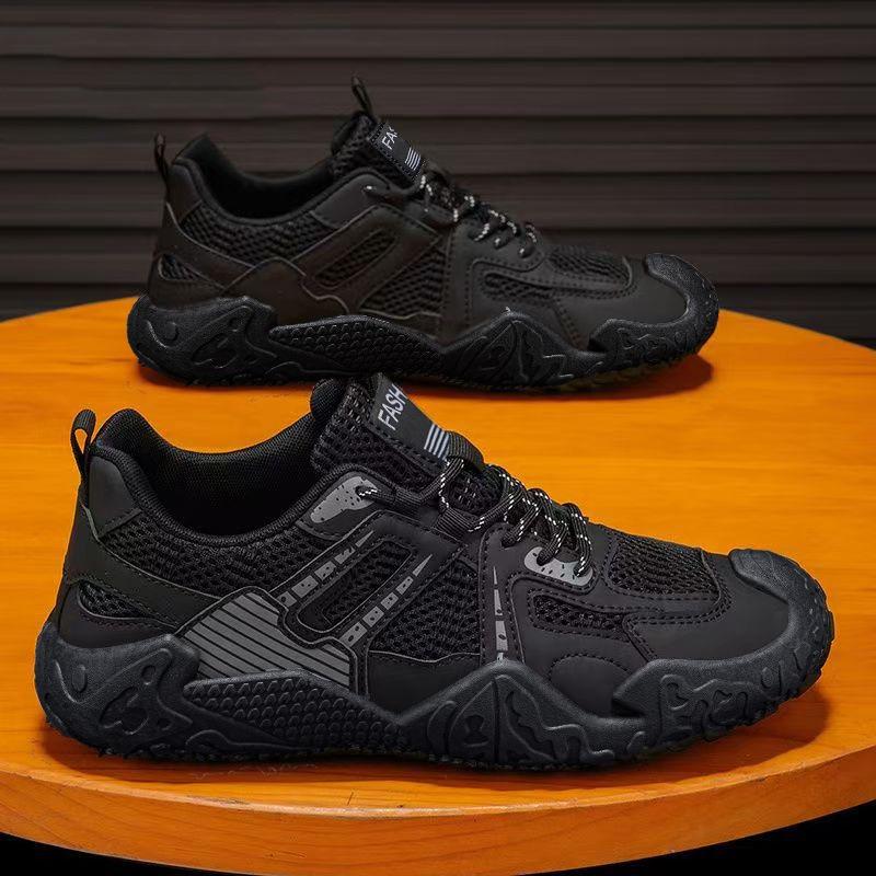 Men S Black Breathable Athletic Casual Shoes For Outdoor Hiking Wear Resistant