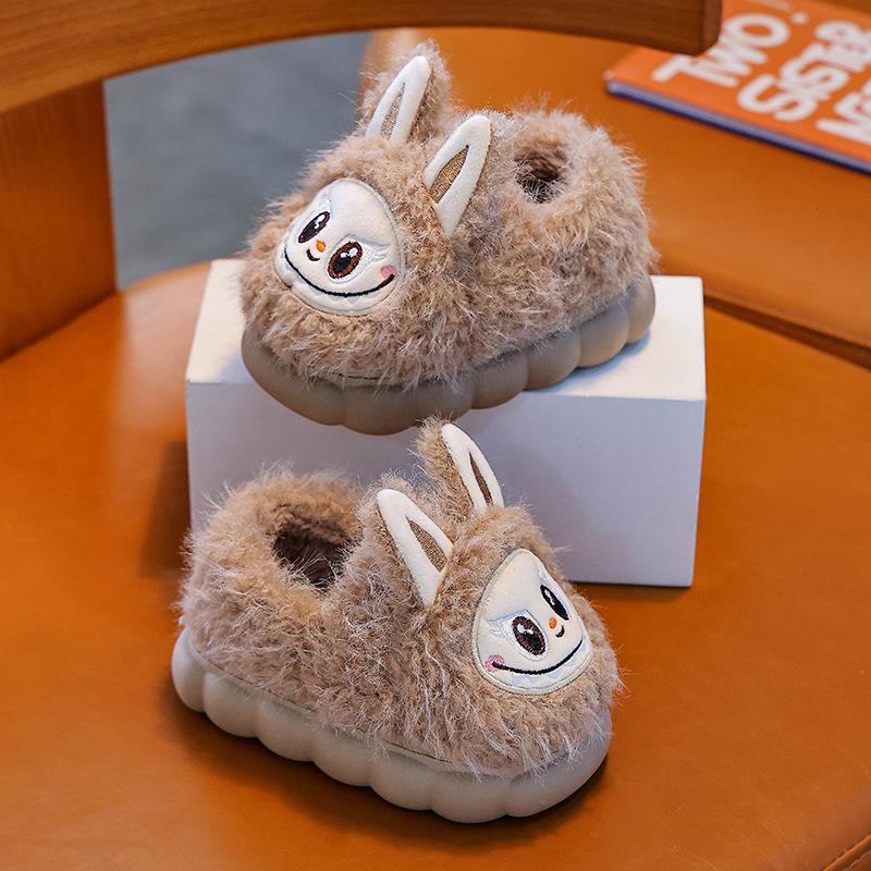 Boys' and Girls' Cozy Winter Slippers - Thick-Sole, Non-Slip, Plush Velvet, Indoor Warmth