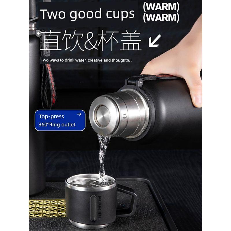Large-Capacity Thermos Cup with Tea-Water Separation, All-Steel, Portable for Outdoor Use, Suitable for Car Use in Winter, with Handle for Brewing Tea