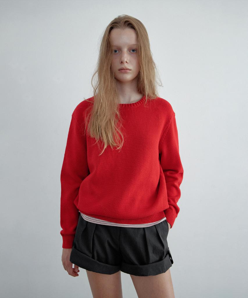 TOAVE Logo Embroidery Cotton Knit (Red)