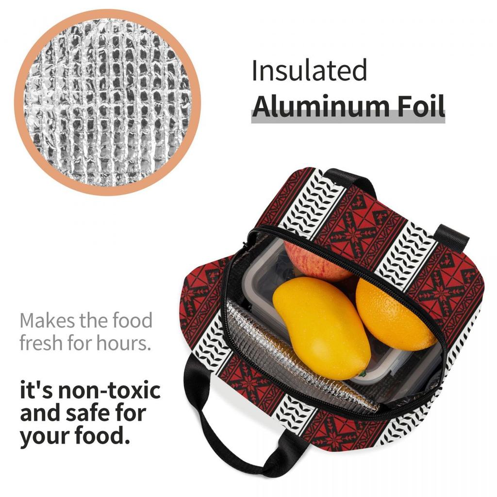 Arabische Folk Kufiya Hatta Traditionelles Keffiyeh Muster Isolierte Lunchtasche für Kinder Thermische Lebensmittelbox Tragbare Lunchboxen Behälter