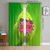 Green Cartoon Christmas Monster Print Curtains, Pole Bag Curtains, Christmas Decorations, Home Decorations, Room Decorations