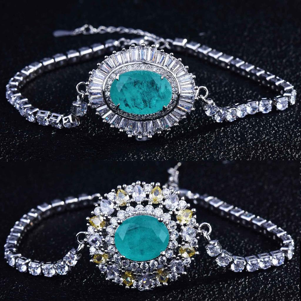 Luxury Full Diamond Imitation Natural Paraiba Bracelet Xiaohongshu Recommended Bracelet