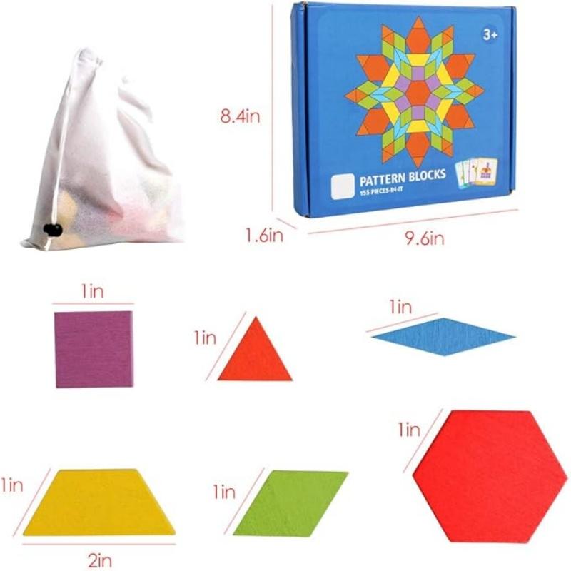 Drewniane Klocki Wzorcowe Zestaw 155 Sztuk Puzzle Kształty Geometryczne Przedszkole Tangram Zagadki Umysłowe Wczesna Edukacja Montessori dla Dziecka