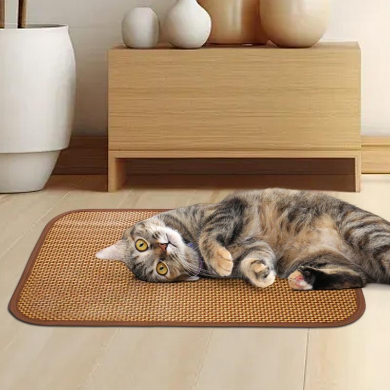 Summer Pet Cooling Pad Portable Dog Cooling Mat Washable Natural Straw Puppy Bed Blanket for Large Medium Small Pet Supplies