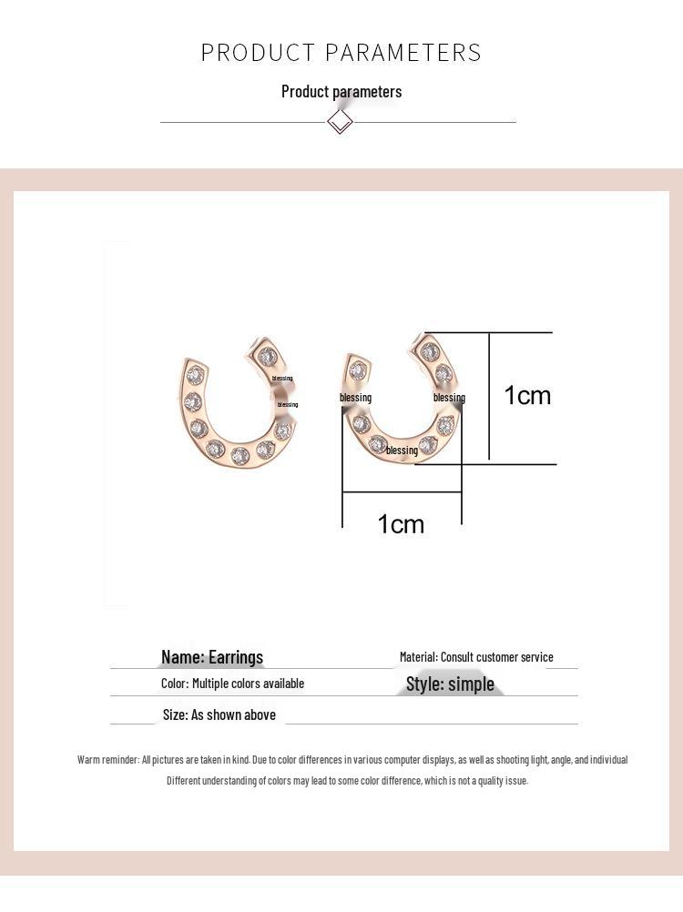 Elegant U-shaped Micro-inlaid Diamond Earrings for Girls - Cute & Stylish