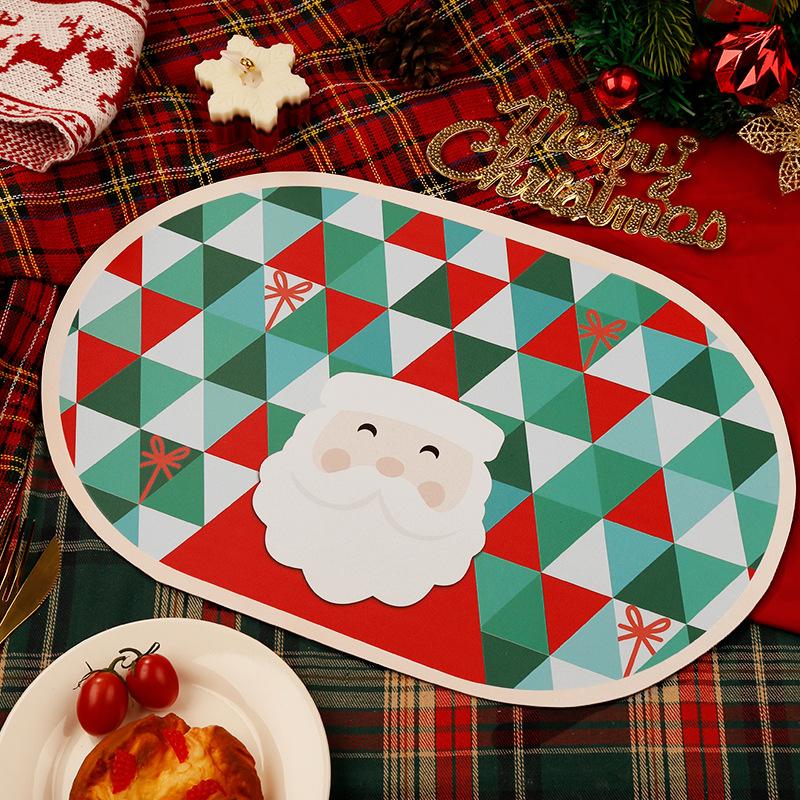Christmas Placemats Festive Reusable Heat Resistant Table Mats Decorative Table Pads for Kitchen Dinner Party Tableware Supplies