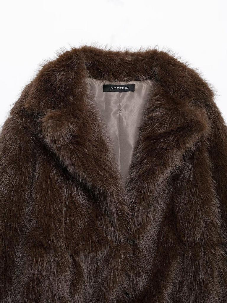 2024 Winter Women's European & American Style Faux Fur Overcoat