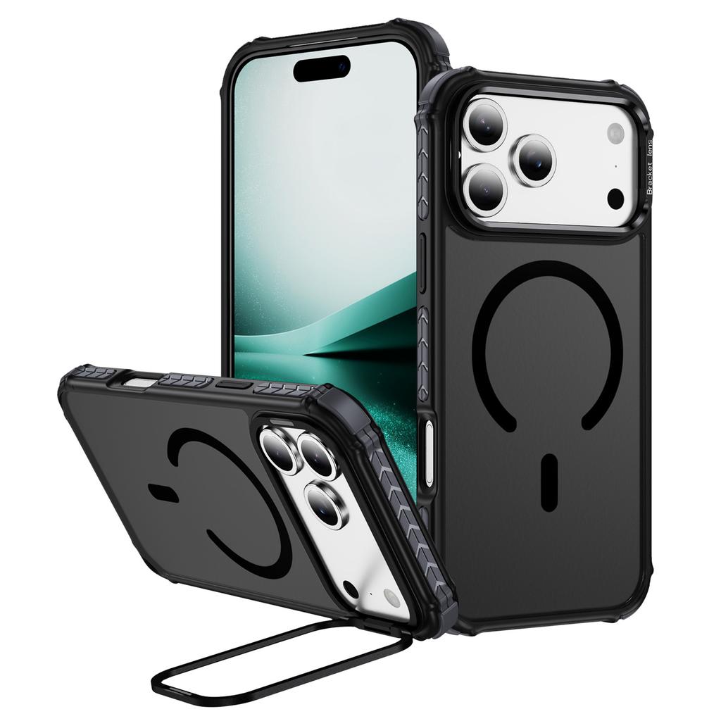 For iPhone 17 Pro Max Case with Lens Kickstand Matte Phone Back Cover Compatible with MagSafe