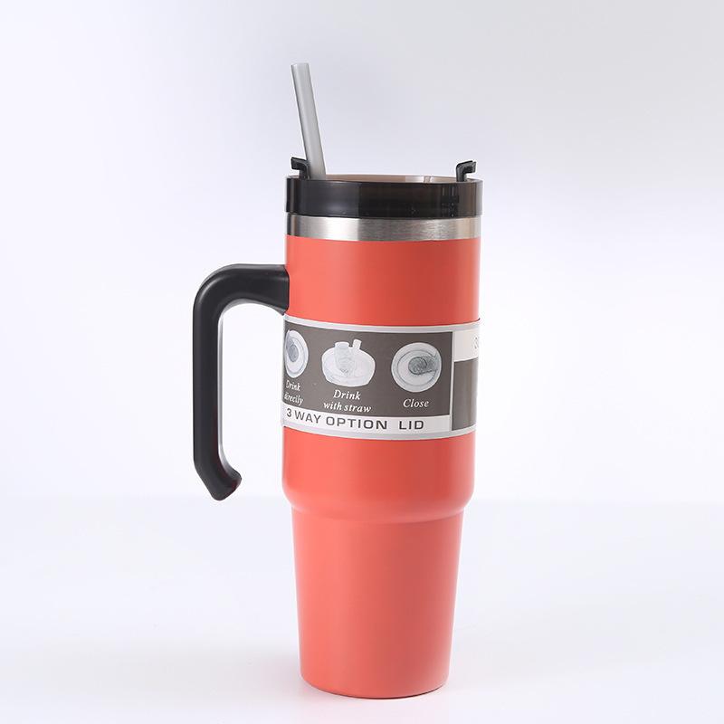 Straw Thermos Cup Male and Female Students Large Capacity Stainless Steel Water Cup Car Portable Coffee Ice Bully Cup