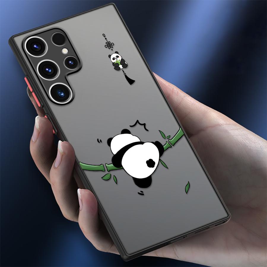 Cartoon Cute Panda Funda Back Phone Cover Case for Samsung Galaxy S26 S22 S21 Note 20 Ultra 10+ S23 FE S25 Ultra S24 Plus S20 FE