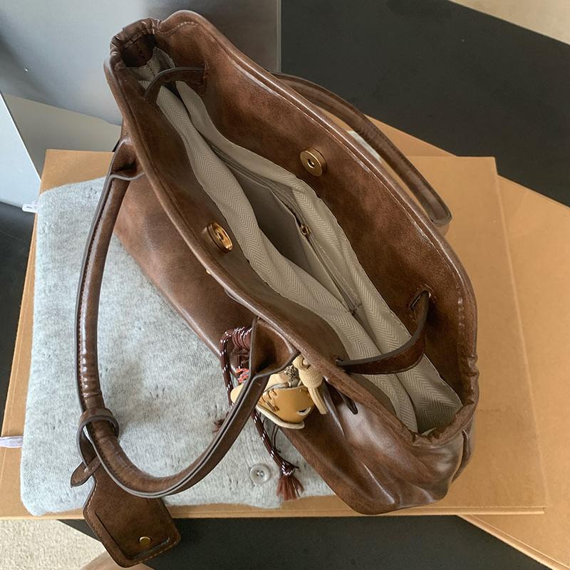 Retro Briefcase Bag Female Large-capacity Texture All-match Simple Niche Design Portable One-shoulder Tote Bag