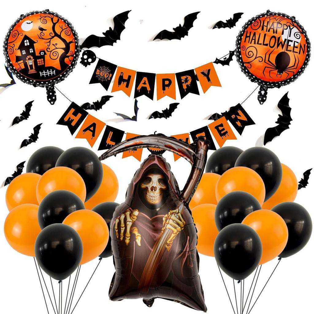 Halloween Cartoon Foil Balloon Arrangement - Themed Party Decorations with Special Shapes