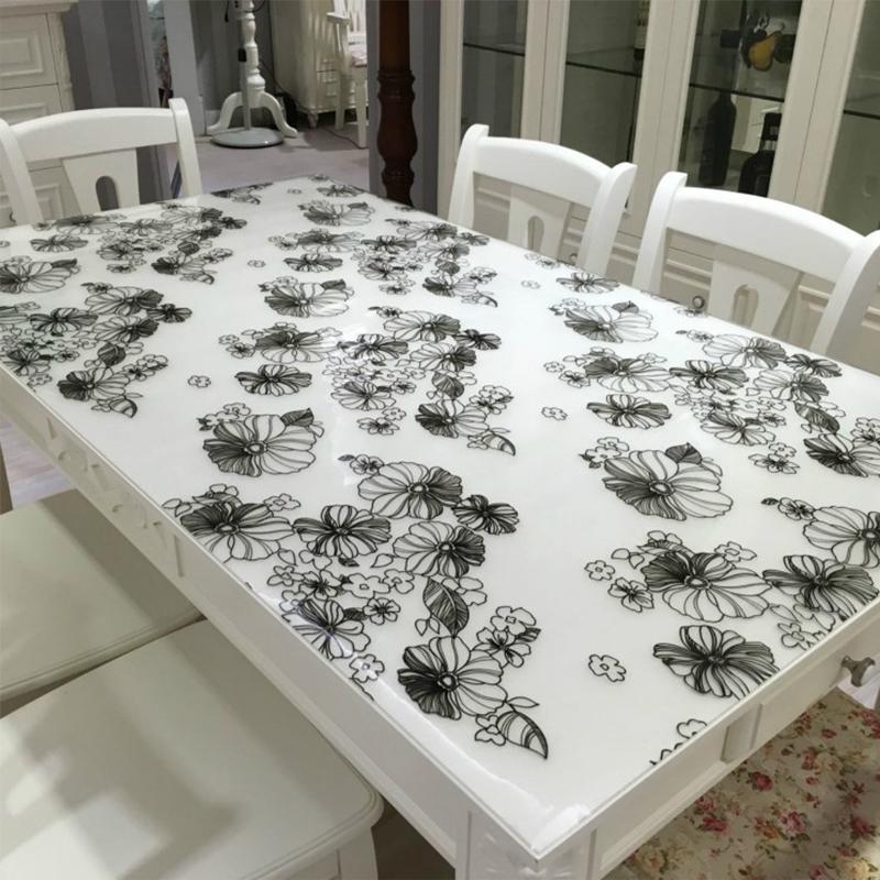 

Мягкая стеклянная скатерть 0,8 мм ПВХ прозрачная скатерть водонепроницаемая скатерть кухонный масляный коврик подставка для столовых приборов 80x120cm