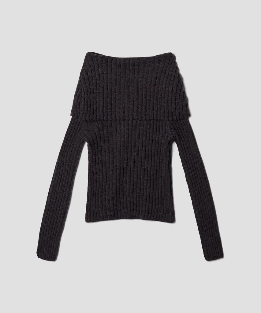 Tudument Shawl Ribbed Sweater Charcoal