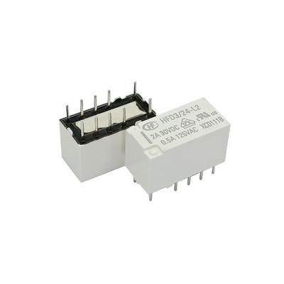 Hongfa HFD3 Signal Relay: 5V & 24V, Dual Changeover, 2A, 10-Pin, Magnetic Latching