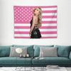 Sabrina Carpenter Tapestry Pink American Flag Music Album Cover Wall Hanging Pop Singer Room Decor for Bedroom Dorm
