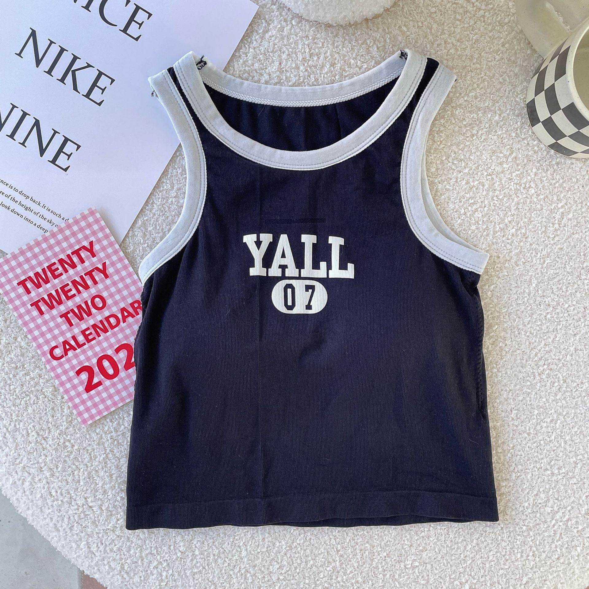 

Летняя Новинка Spice Girls с Топом-Халтером с Принтом Букв и Поролоновыми Вкладышами для Груди, Носит Милый Французский Короткий Топ-Майку без Рукавов One size