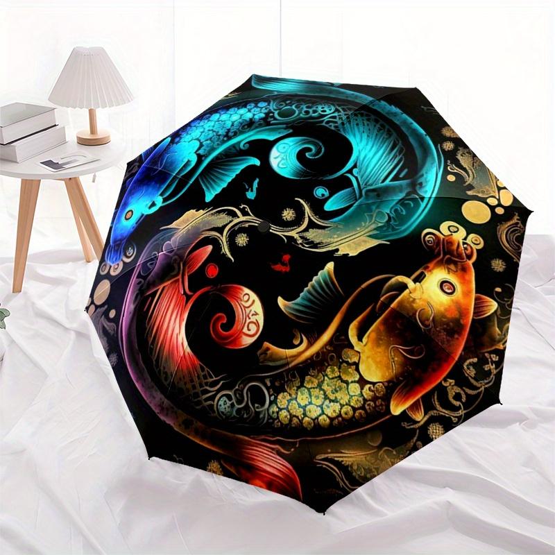 Pintura Mural de Peces Yin Yang Coloridos Póster Decoración del Hogar Pintura en Lienzo Día del Paraguas Regalo Y296