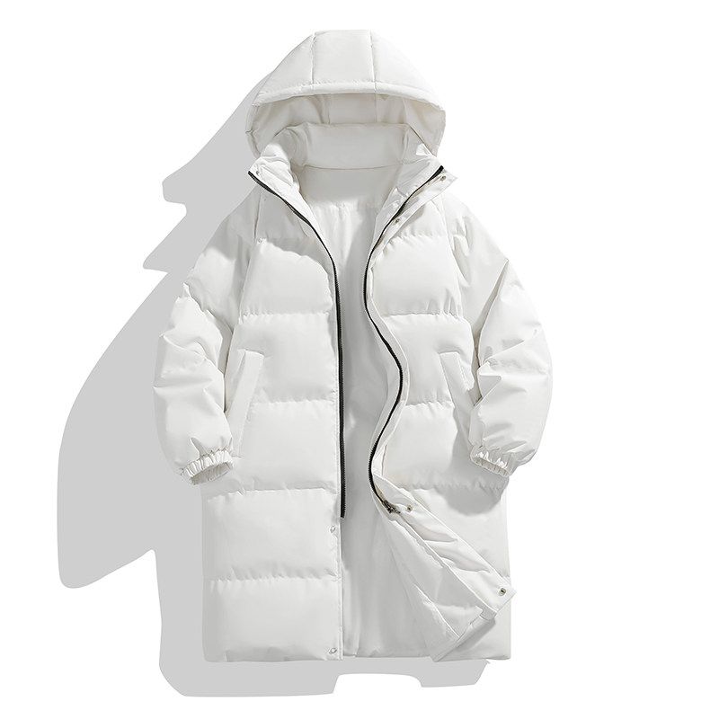 

Medm Beprp Mid-Length Hooded down Cotton Jacket for Men and Women, Warm and Thickened Jacket for Outdoor Cold Weather 8817 White X L