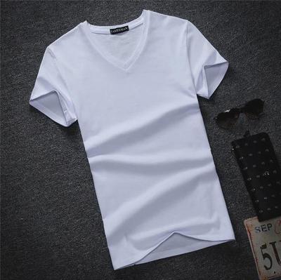 2025 Sommerfestival Herren-T-Shirt mit V-Ausschnitt, einfarbig, kurzärmelig – trendig und modisch, Übergröße