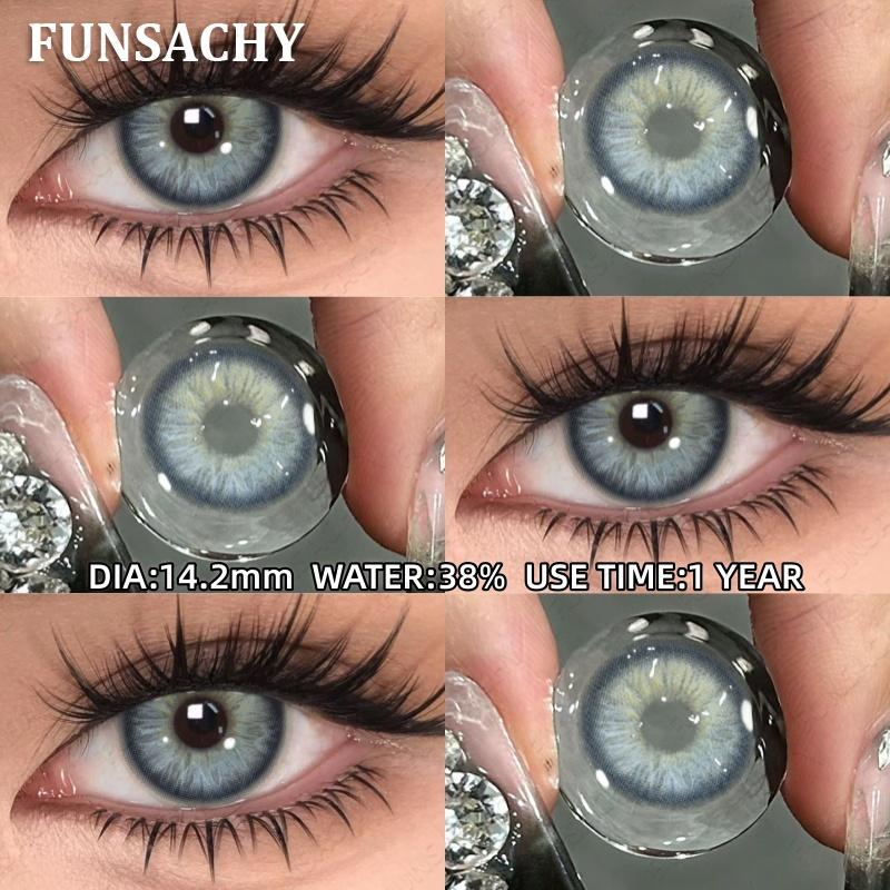 FUNSACHY 1pair Colored Contact Lenses Black Contacts Gray Lenses Natural Brown Contact Lenses Yearly Beautiful Pupils for Women