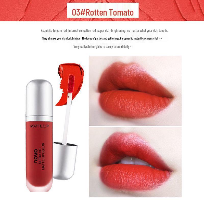 NOVO Velvet Matte Lip Glaze: Moisturizing, Creamy Finish Lip Tint for Students.