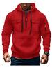 Men's Multi-Pocket Fleece Lined Hoodie Jacket - Casual and Versatile for Autumn/Winter
