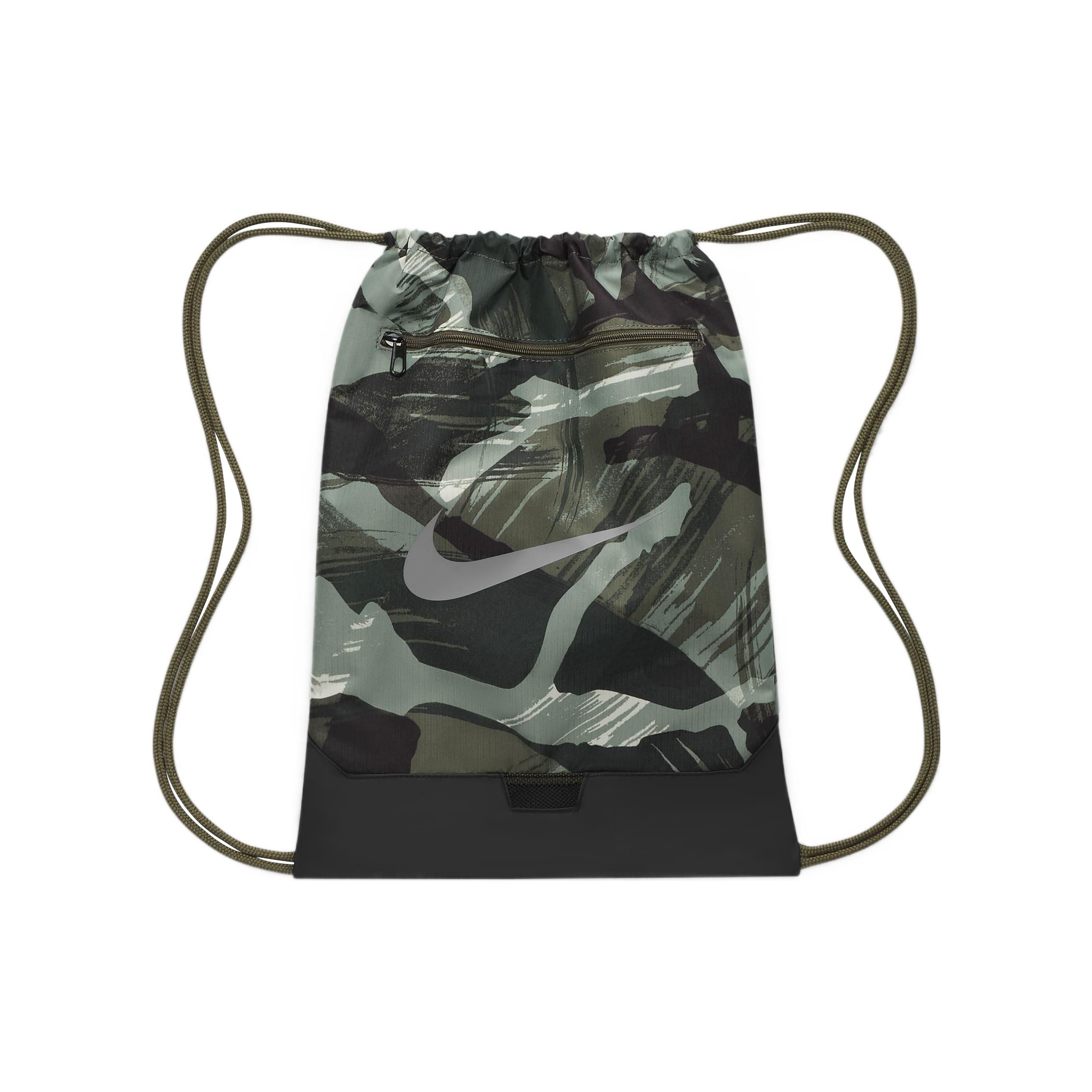 Nike Minimalist Lightweight Design Logo Print Drawstring Closure Fabric Backpack Gym Bag Large Unisex Backpack Army-Green DQ5239-222 Army Green