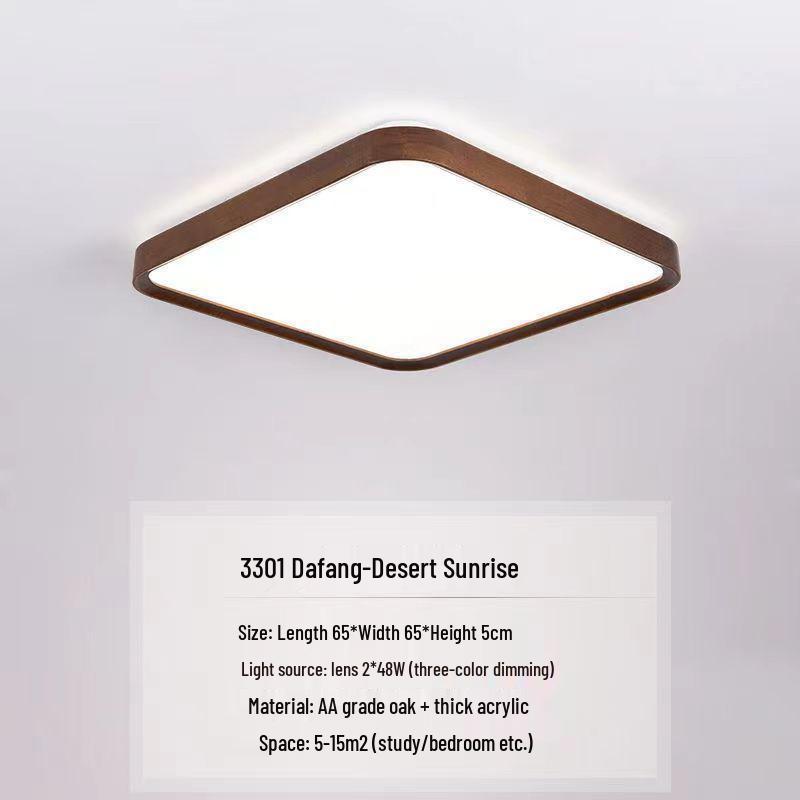Modern Minimalist Walnut Ceiling Light - Solid Wood for Living Room, Bedroom, Dining Room, and Study