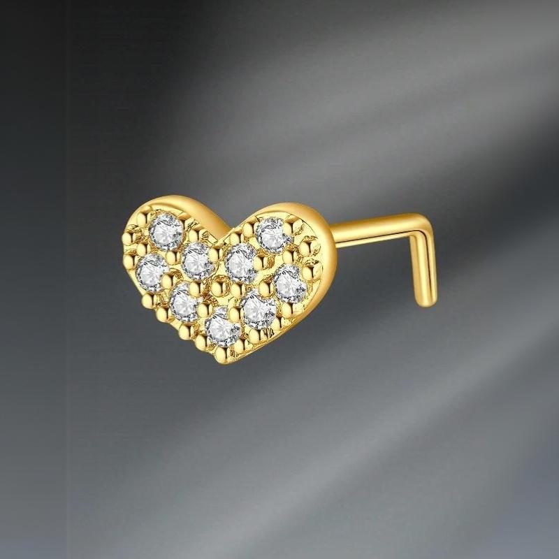 G23 Titanium L Shaped Nose Studs Hypoallergenic Gold Silver Plated Ultra-light Piercing Jewelry for All Day Comfort Wear
