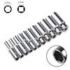 1pc 1/4 Hex Socket Adapter Chromium-vanadium Steel Deep Socket Wrench Head Sleeve For Ratchet Wrench Auto Repair Hand Tool