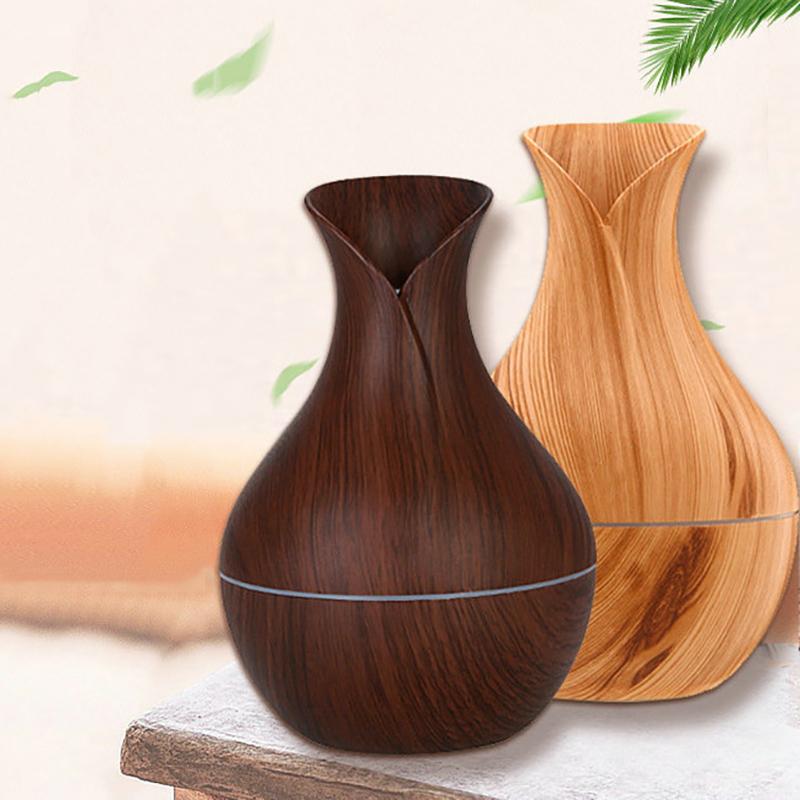 LED Wood Grain Aroma Diffuser 200ML Ultrasonic Humidifier Essential Oil for Home Office Bedroom Decorator