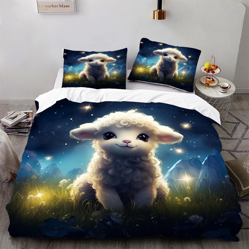 Heilendes Lamm Aufdruck Bett Dreiteiliges Set, Bettwäsche, Digital Bedruckte Bettwäsche