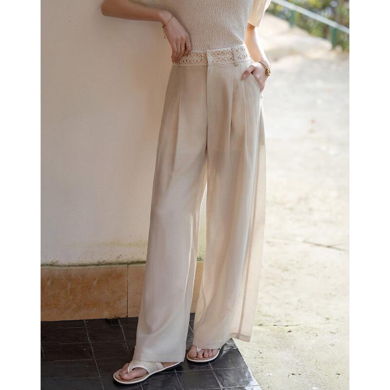 Demana Linen Blend High-Waist Wide-Leg Pants