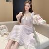 2026 Elegant French Court-Style Yarn-Dyed Cotton Nightgown: High-End, Sweet Homewear