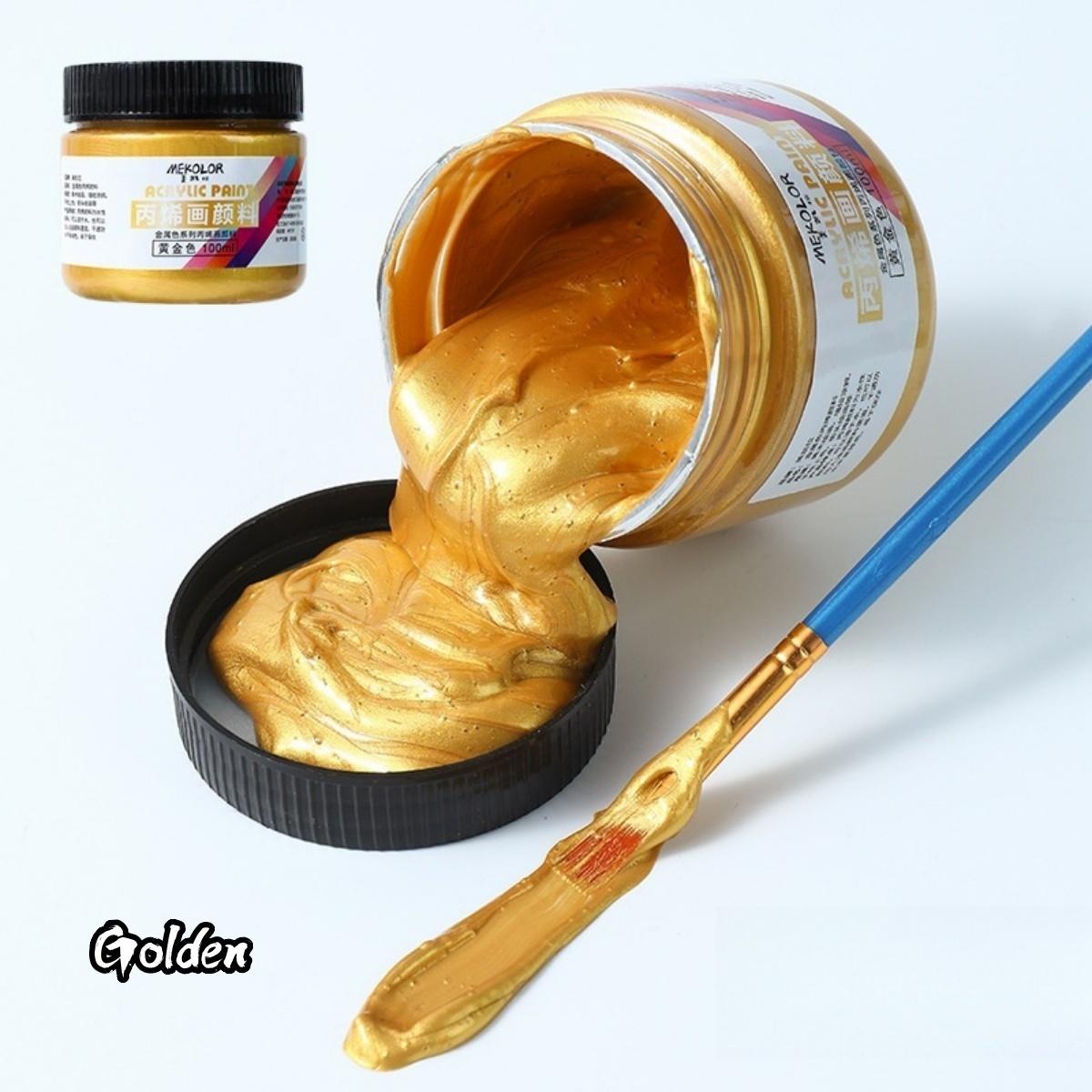 

100ml Matte Acrylic Paint Bundle Premium Colors Non Crack Formula for Rock Painting Fabric Canvas Wood Crafts Waterproof Art Sup золотистий
