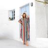 2022 Casual Bikini Cover-ups Blaue Tunika Sexy Gestreifte Vorne Offen Sommer Strand Kleid Elegante Frauen Strand Tragen Badeanzug cover Up Q1097