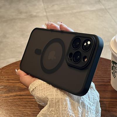Capa de celular luxuosa Magsafe com carregamento sem fio para iPhone 11 12 13 14 15 Pro Max Plus, capa protetora magnética fosca à prova de choque