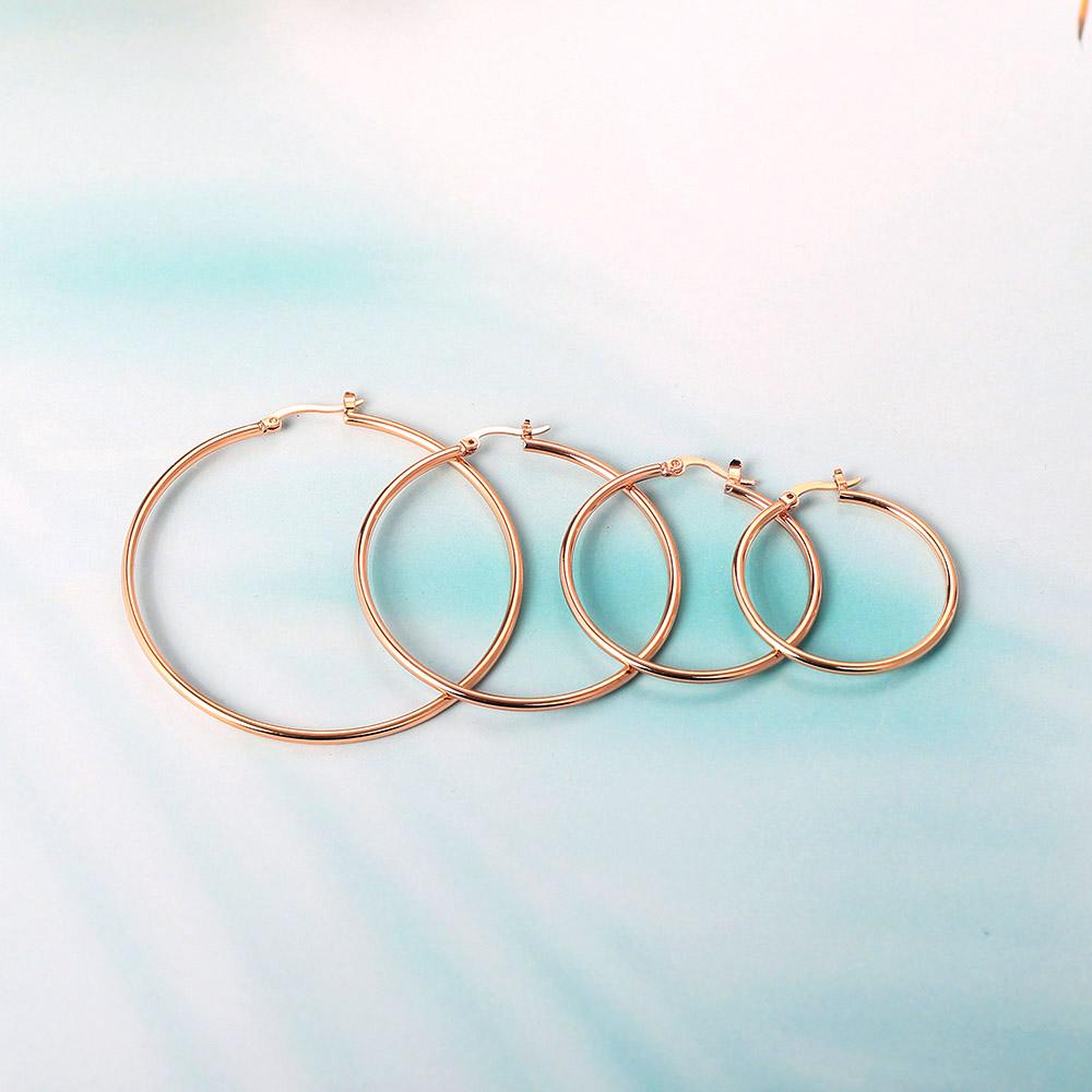 Big Hoop Earrings For Women Minimalist Circle Classic Cartilage Earring Rose Gold Color Hoops Fashion Jewelry Wholesale E780