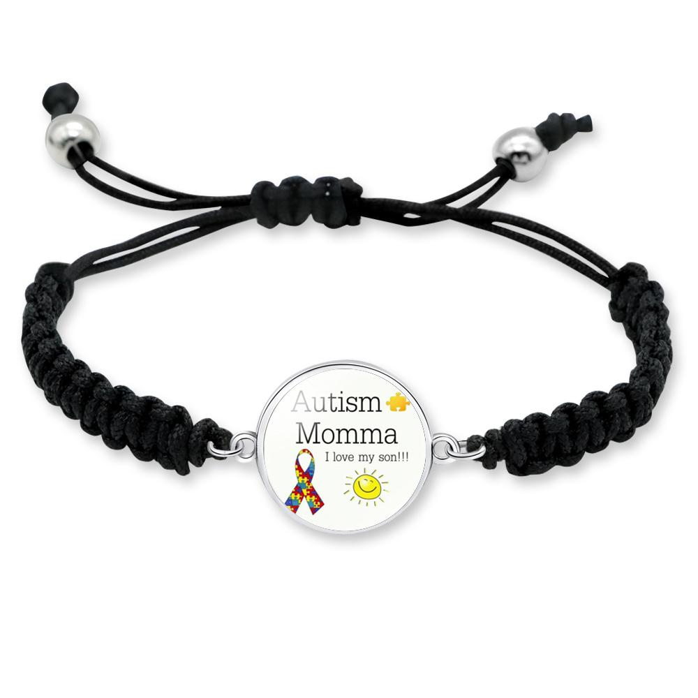 Autism Awareness Embrace the Amazing Different Not Less Autism Mom Puzzle Pieces Charm Black Cord Macrame Bracelet Adjusted Closure&Autism Design Bracelets
